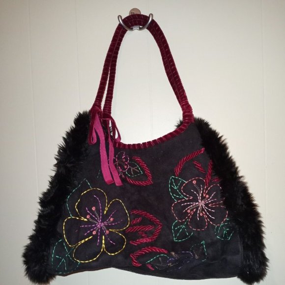 Handbags - Black Floral Purse